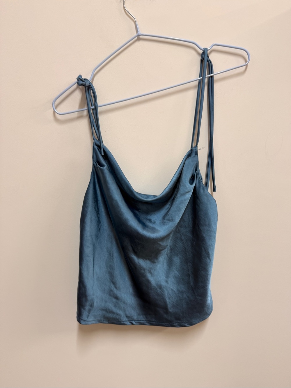 Princess Polly Teal Satin Cowl Tie-Strap Tank